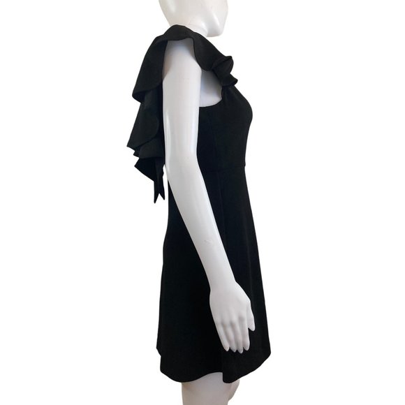 BCBG Black Flutter Ruffle Sleeve Short Dress Size 2 - Picture 3 of 8